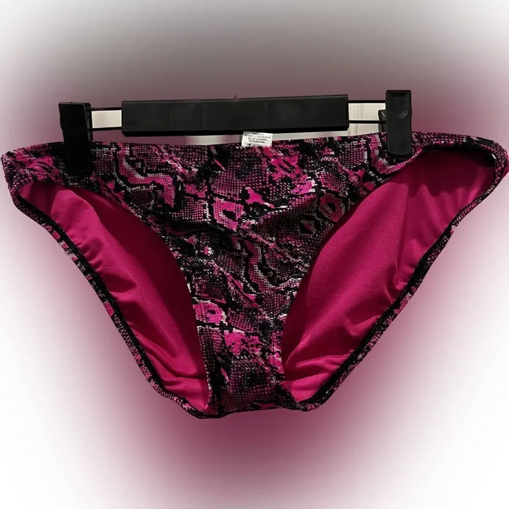OP pink snake print swim bottoms XL. NWOT.